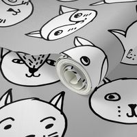 cat faces // cat head fabric cute cats design best cat hipster fabric