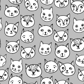 cat faces // cat head fabric cute cats design best cat hipster fabric