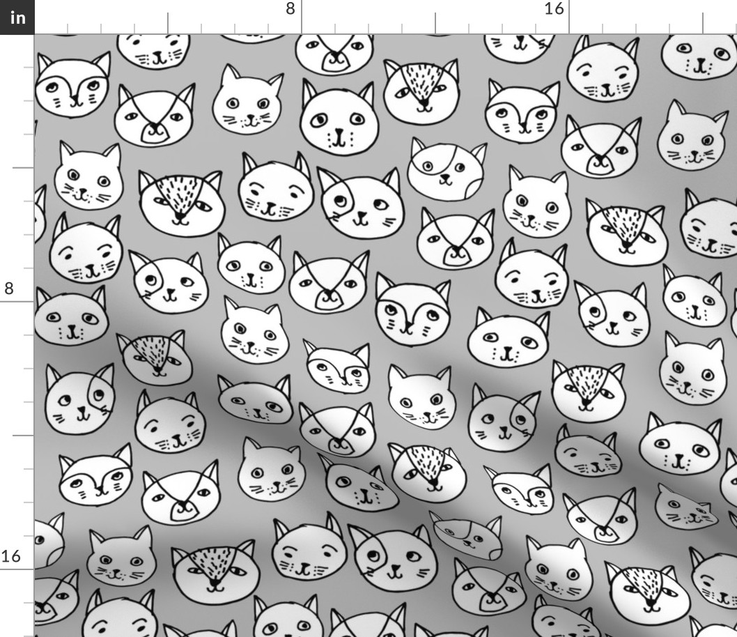 cat faces // cat head fabric cute cats design best cat hipster fabric