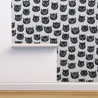 cat faces // black and white cat head fabric cat heads fabric hipster cats