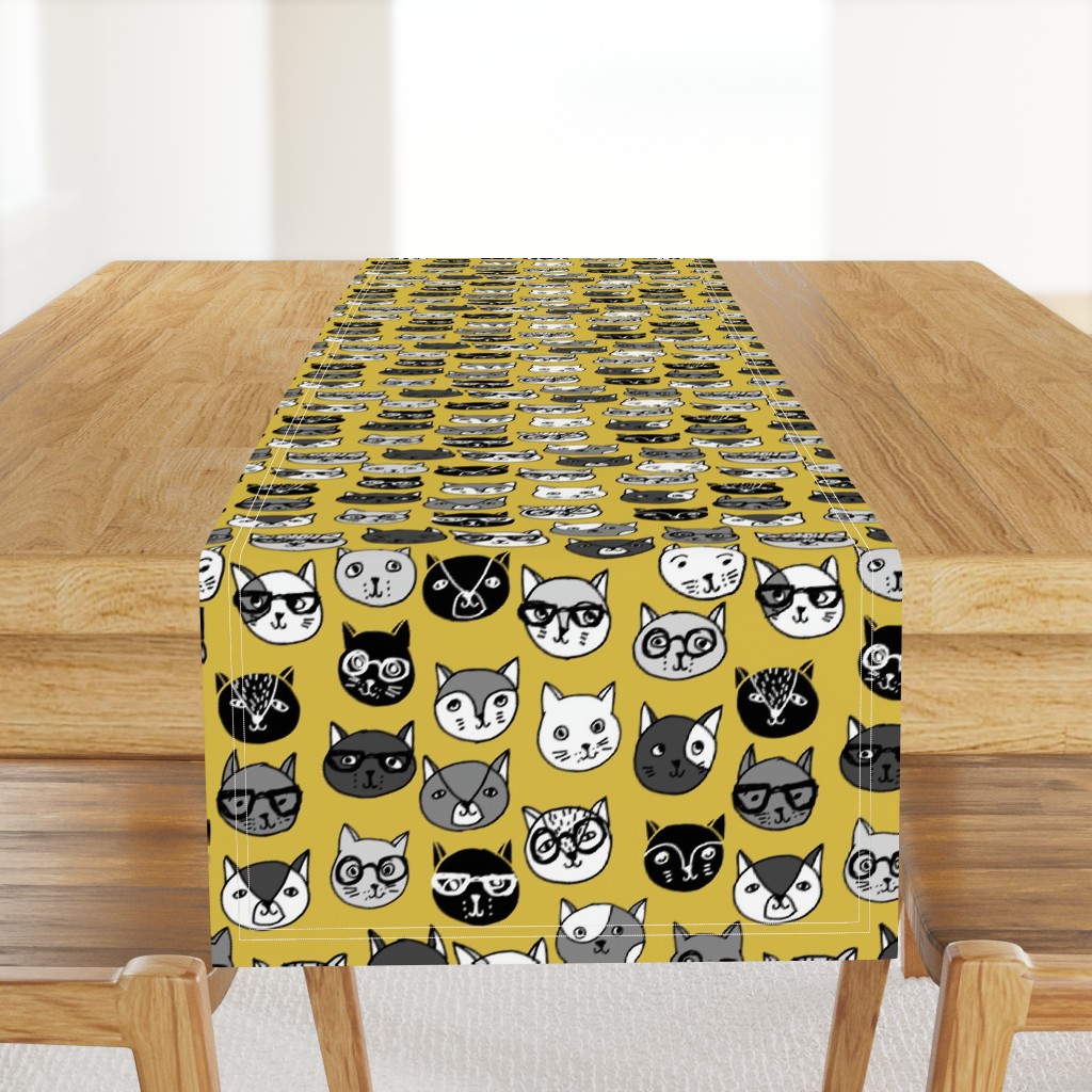 cat faces // cat head fabric cats cat fabric hipster cat fabric