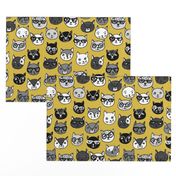 cat faces // cat head fabric cats cat fabric hipster cat fabric