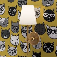 cat faces // cat head fabric cats cat fabric hipster cat fabric