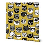 cat faces // cat head fabric cats cat fabric hipster cat fabric