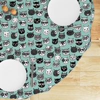 cat faces // mint cat head cats faces cats head hipster cats cute  pet cat fabric