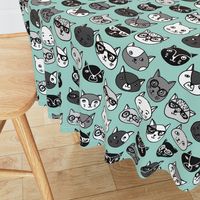 cat faces // mint cat head cats faces cats head hipster cats cute  pet cat fabric