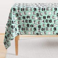 cat faces // mint cat head cats faces cats head hipster cats cute  pet cat fabric