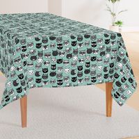 cat faces // mint cat head cats faces cats head hipster cats cute  pet cat fabric