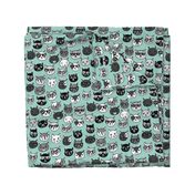 cat faces // mint cat head cats faces cats head hipster cats cute  pet cat fabric