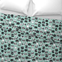 cat faces // mint cat head cats faces cats head hipster cats cute  pet cat fabric