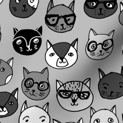 Cat Faces - Slate by Andrea Lauren 