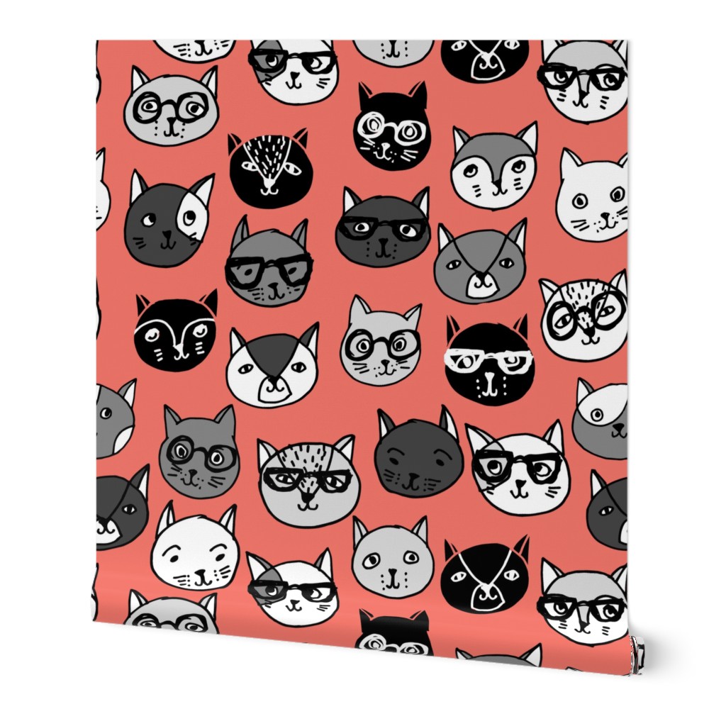 cat faces // cats glasses cat fabric cute cat fabrics andrea lauren fabric