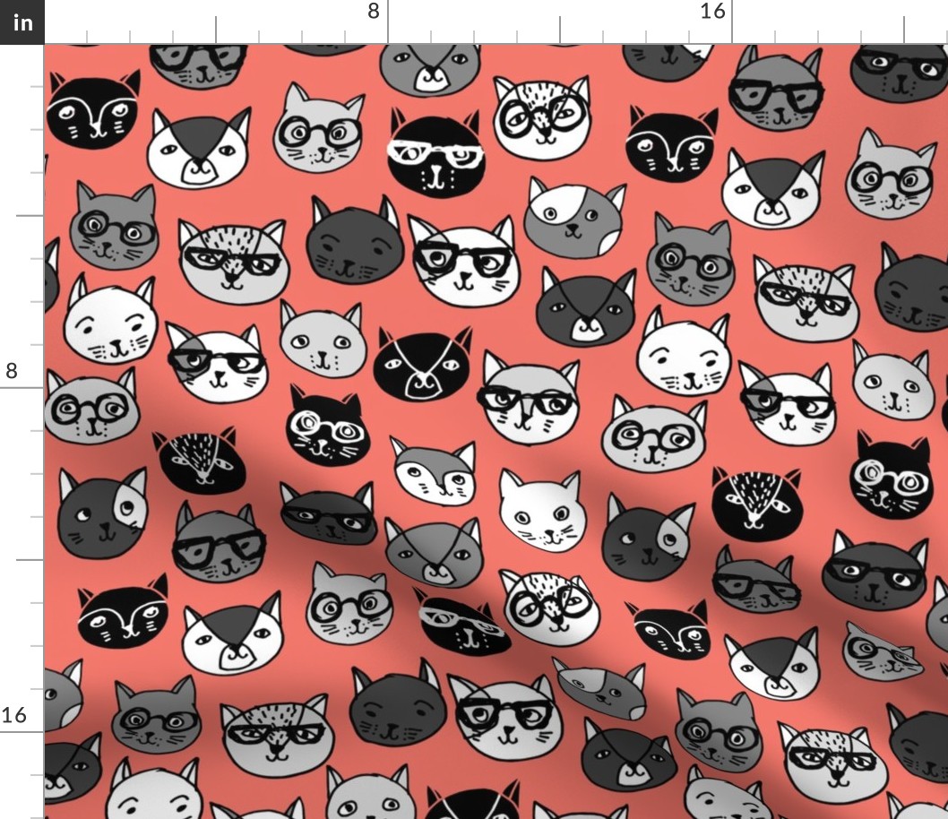 cat faces // cats glasses cat fabric cute cat fabrics andrea lauren fabric