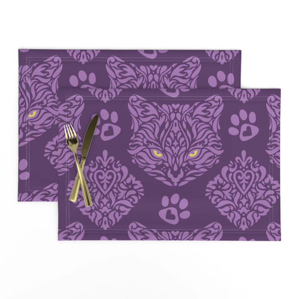 Mystic Cat Damask Purple