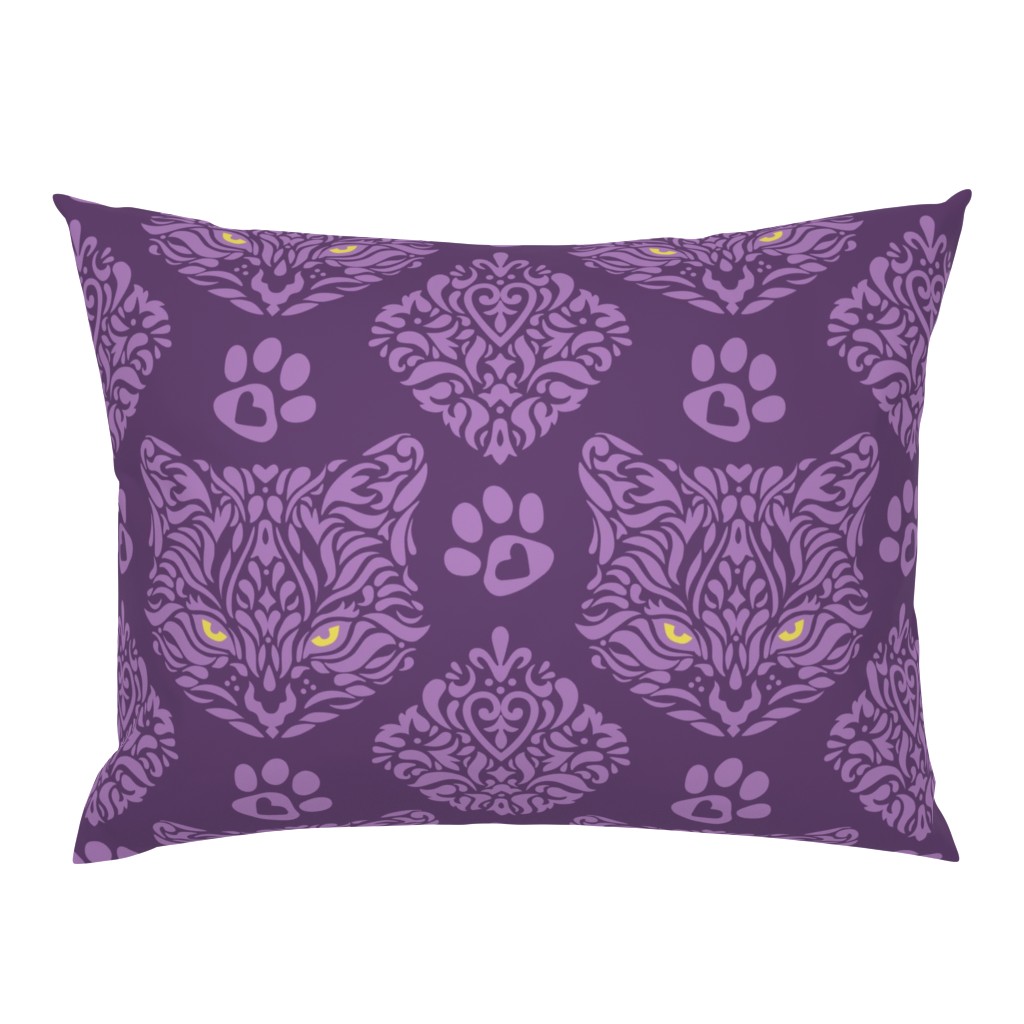 Mystic Cat Damask Purple