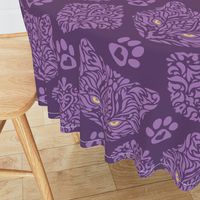 Mystic Cat Damask Purple