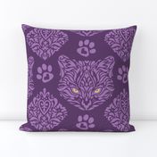 Mystic Cat Damask Purple