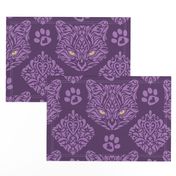 Mystic Cat Damask Purple