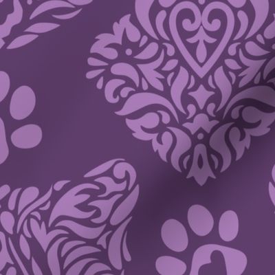 Mystic Cat Damask Purple