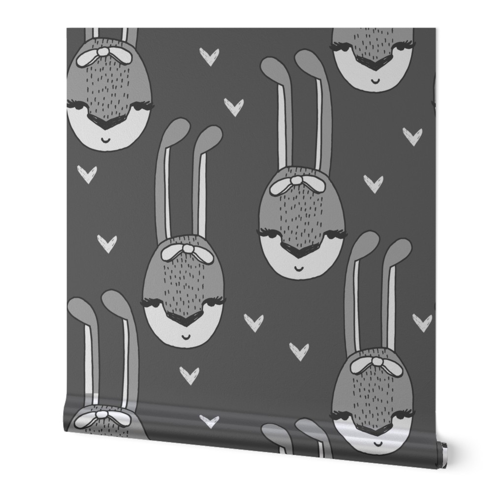 bunny // bunny head bow girls sweet charcoal and grey rabbit