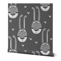 bunny // bunny head bow girls sweet charcoal and grey rabbit