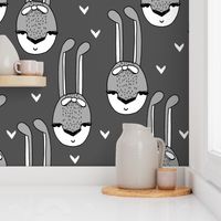 bunny // bunny head bow girls sweet charcoal and grey rabbit