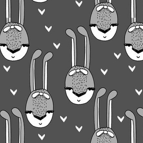bunny // bunny head bow girls sweet charcoal and grey rabbit