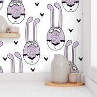 bunny // bunny rabbit hearts purple lavender lilac girls sweet pastel bunny with bow