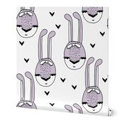 bunny // bunny rabbit hearts purple lavender lilac girls sweet pastel bunny with bow