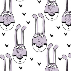 bunny // bunny rabbit hearts purple lavender lilac girls sweet pastel bunny with bow