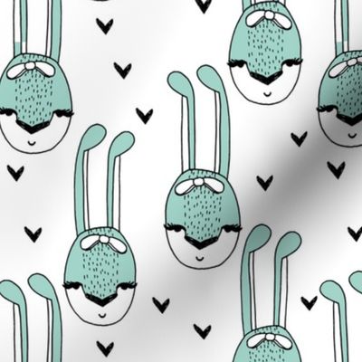 bunny // bunny mint cute bunny bows rabbits girls sweet animals
