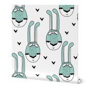 bunny // bunny mint cute bunny bows rabbits girls sweet animals