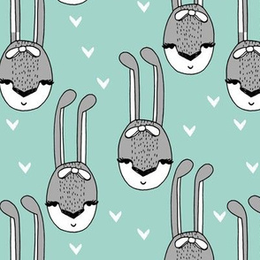 bunny // bunny bow head girls sweet hearts mint and grey rabbit