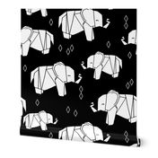 Origami Elephants - White and Black by Andrea Lauren 