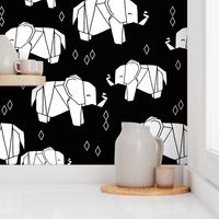 Origami Elephants - White and Black by Andrea Lauren 