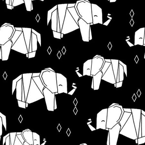 Origami Elephants - White and Black by Andrea Lauren 