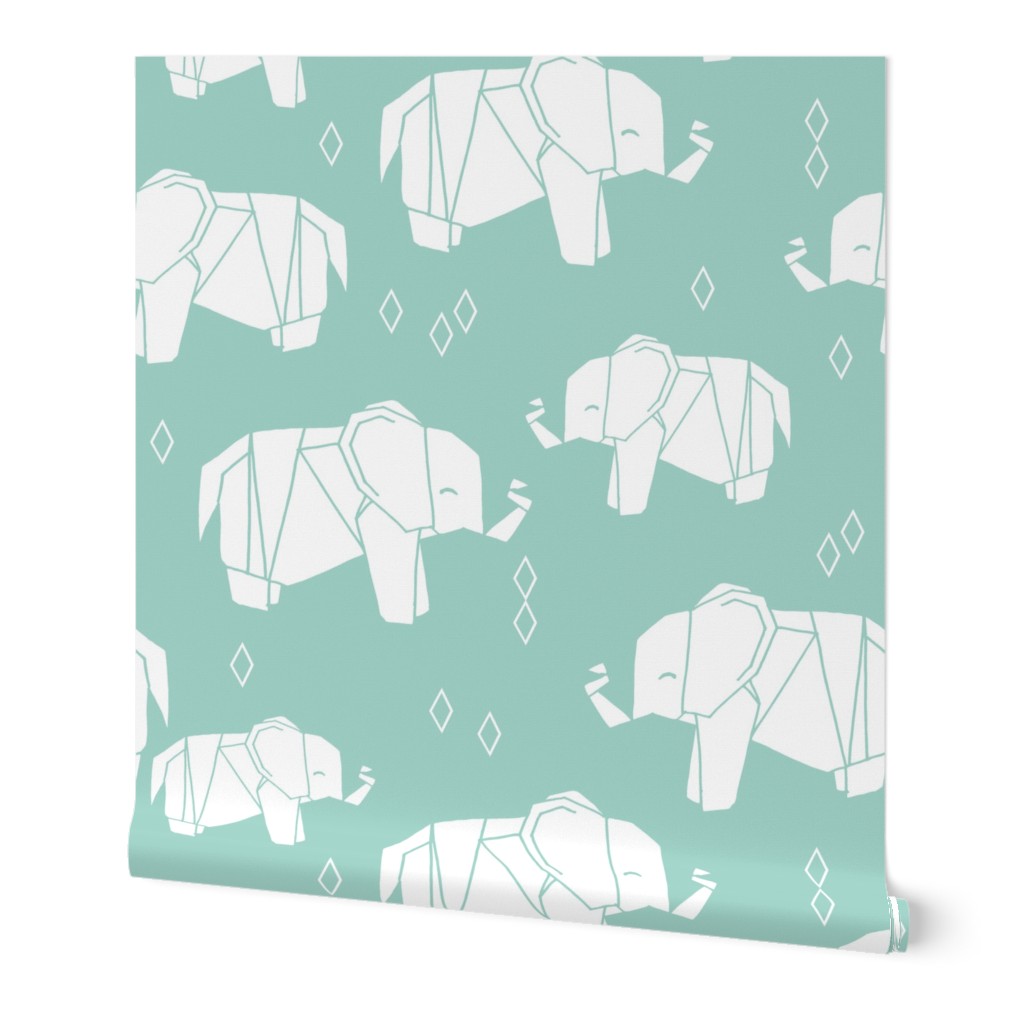 Origami Elephant - Pale Turquoise by Andrea Lauren 