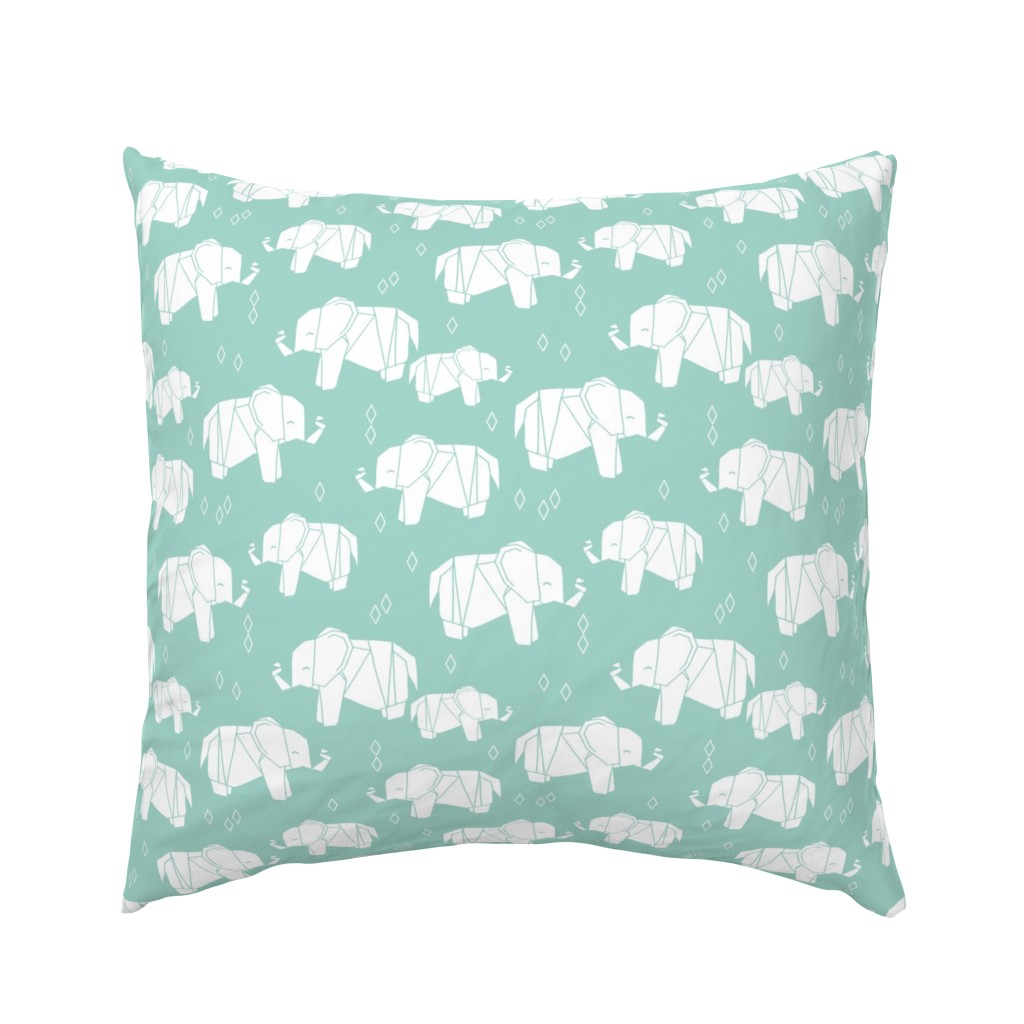 Origami Elephant - Pale Turquoise by Andrea Lauren 