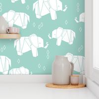 Origami Elephant - Pale Turquoise by Andrea Lauren 