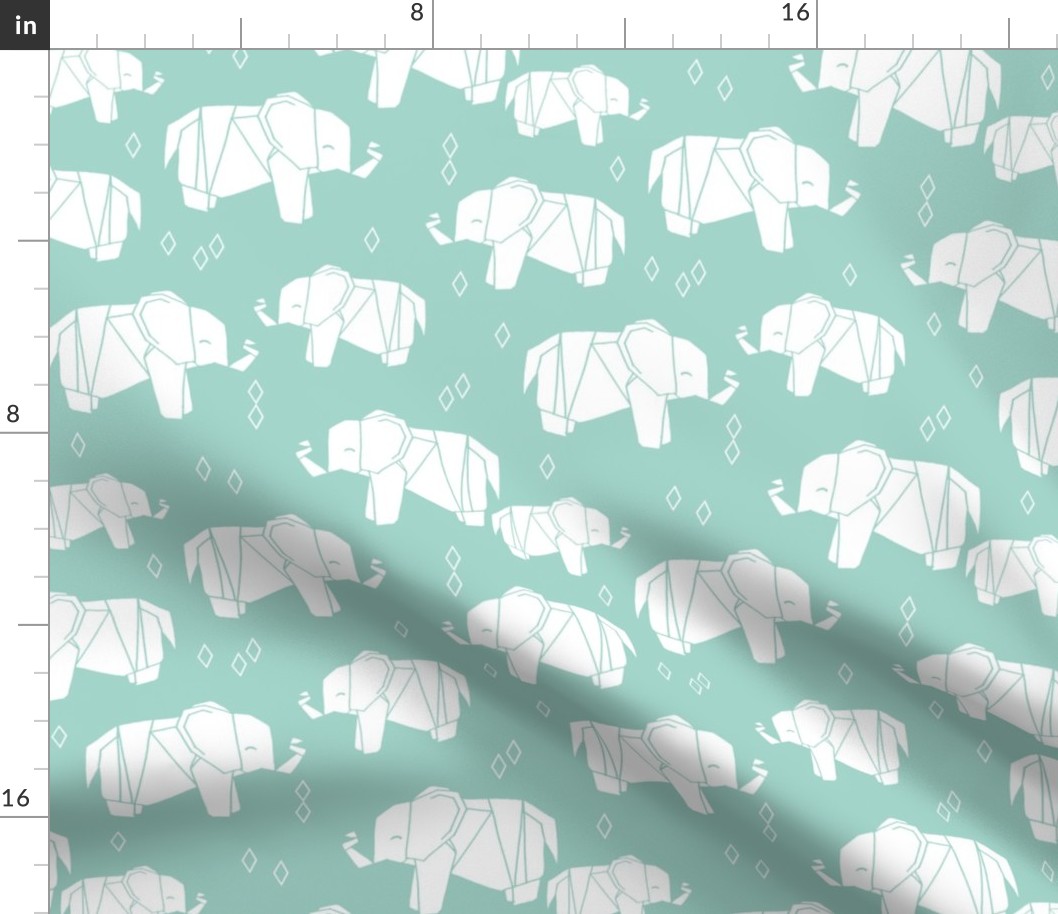 Origami Elephant - Pale Turquoise by Andrea Lauren 