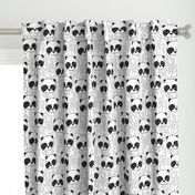 panda fabric // black and white panda head cute illustration by andrea lauren andrea lauren  nursery baby fabrics black and white scandi nursery cute baby design