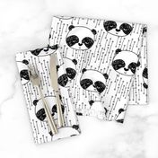 panda fabric // black and white panda head cute illustration by andrea lauren andrea lauren  nursery baby fabrics black and white scandi nursery cute baby design