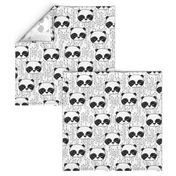 panda fabric // black and white panda head cute illustration by andrea lauren andrea lauren  nursery baby fabrics black and white scandi nursery cute baby design