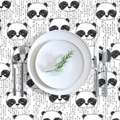 panda fabric // black and white panda head cute illustration by andrea lauren andrea lauren  nursery baby fabrics black and white scandi nursery cute baby design