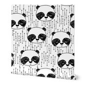 panda fabric // black and white panda head cute illustration by andrea lauren andrea lauren  nursery baby fabrics black and white scandi nursery cute baby design