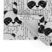 panda fabric // black and white panda head cute illustration by andrea lauren andrea lauren  nursery baby fabrics black and white scandi nursery cute baby design