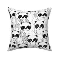 panda fabric // black and white panda head cute illustration by andrea lauren andrea lauren  nursery baby fabrics black and white scandi nursery cute baby design