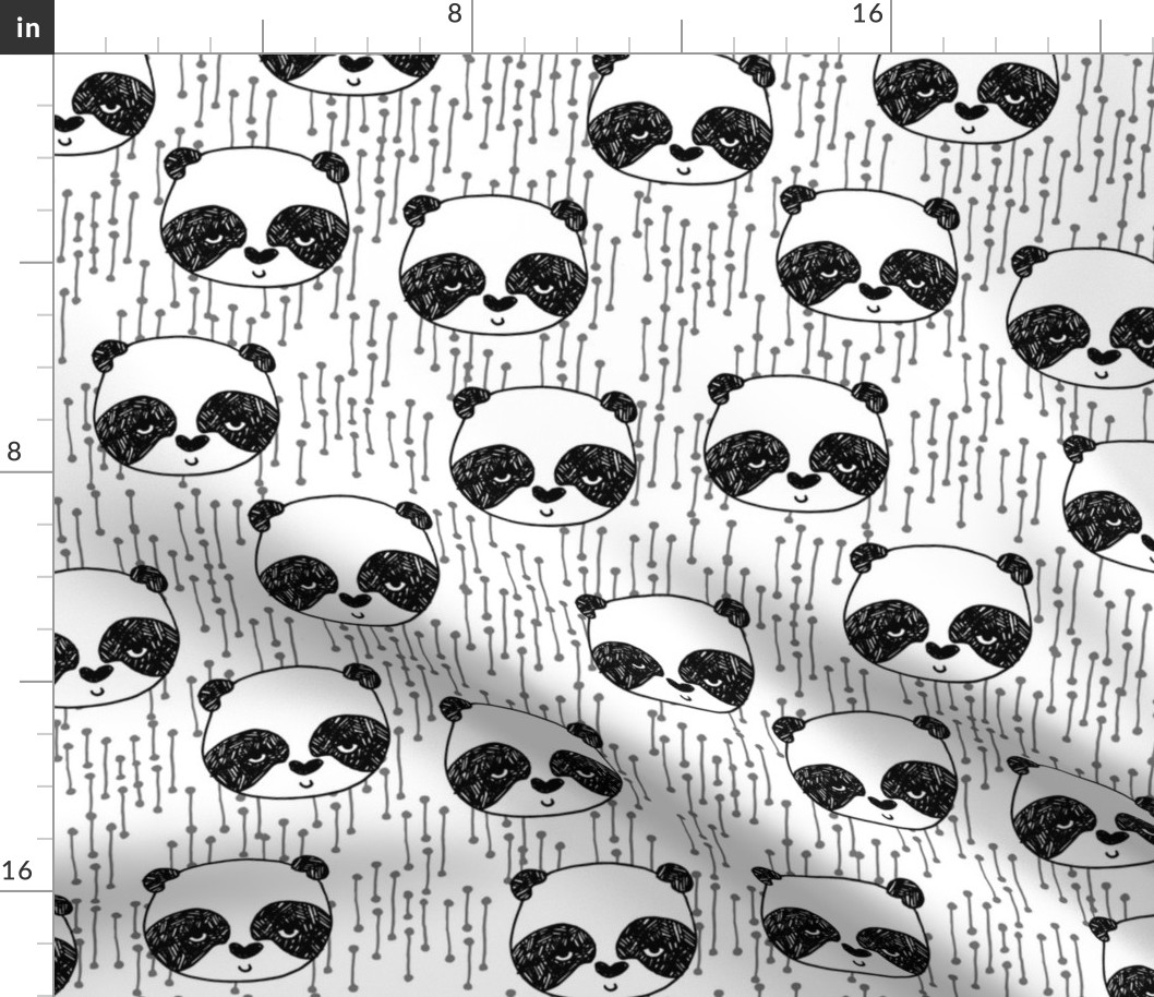 panda fabric // black and white panda head cute illustration by andrea lauren andrea lauren  nursery baby fabrics black and white scandi nursery cute baby design