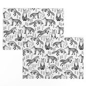 Foxes Fabric // Black and White Nursery baby design by Andrea Lauren 