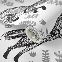 Foxes Fabric // Black and White Nursery baby design by Andrea Lauren 